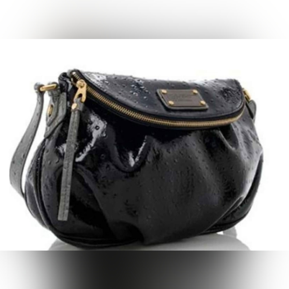Marc Jacobs Black and Gold Shoulder Bag with Glossy Finish